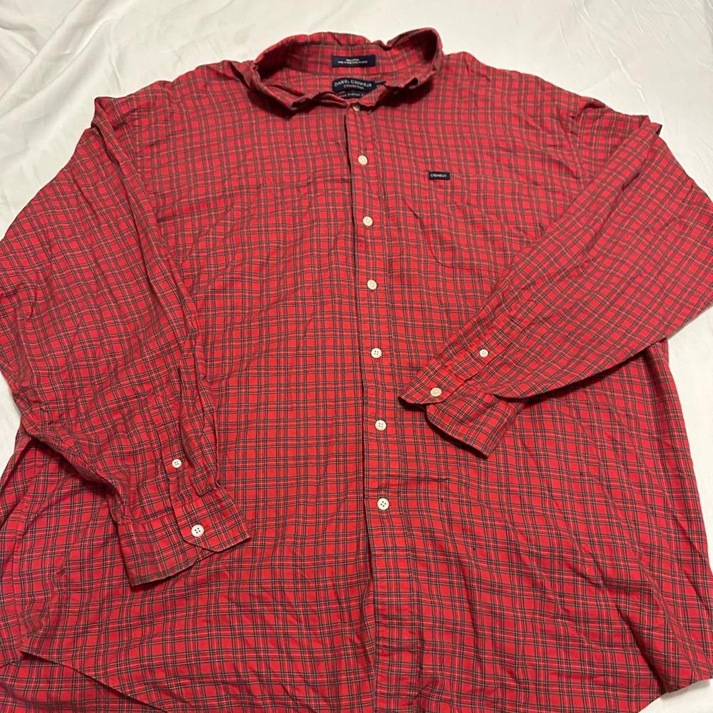 Men’s Daniel Cremiux button down shirt in red and green plaid